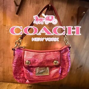 Limited Coach Poppy Groovy Crossbody Pink Sequin Shoulder Bag EUC